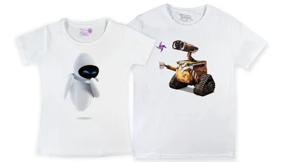 Прикольные футболки: парные - Wall-E, Eve, Валл-И, Ева